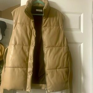 Mango Faux Leather Puffer Vest